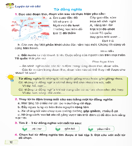 Kế hoạch bài dạy lớp 5 – Luyện từ và câu: Từ đồng nghĩa